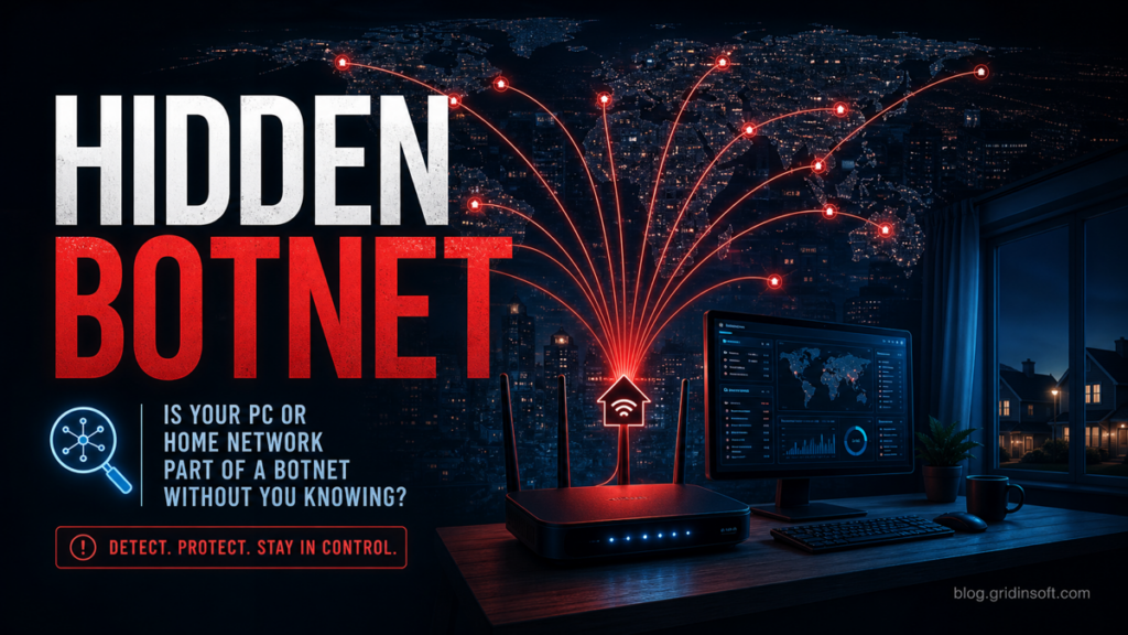 Hidden botnet traffic spreading from a home network and computer.