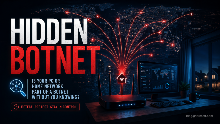 Hidden botnet traffic spreading from a home network and computer.