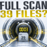 A full security scan stops at 39 files after three seconds.