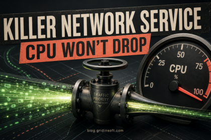 Network traffic valve beside a CPU gauge at maximum load