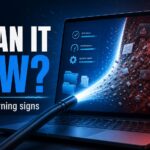 Slow PC warning signs poster showing safe cleanup versus hidden threats.