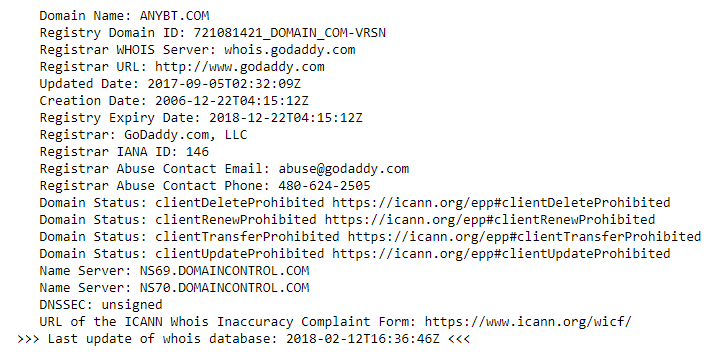 Coin Miner Investigation: When, Why, For What 21 WhoIs information about anybt.com domain