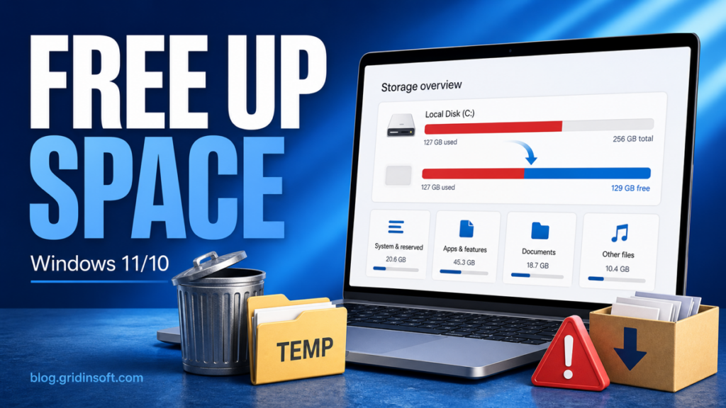 Free up disk space on Windows 11/10 safely.
