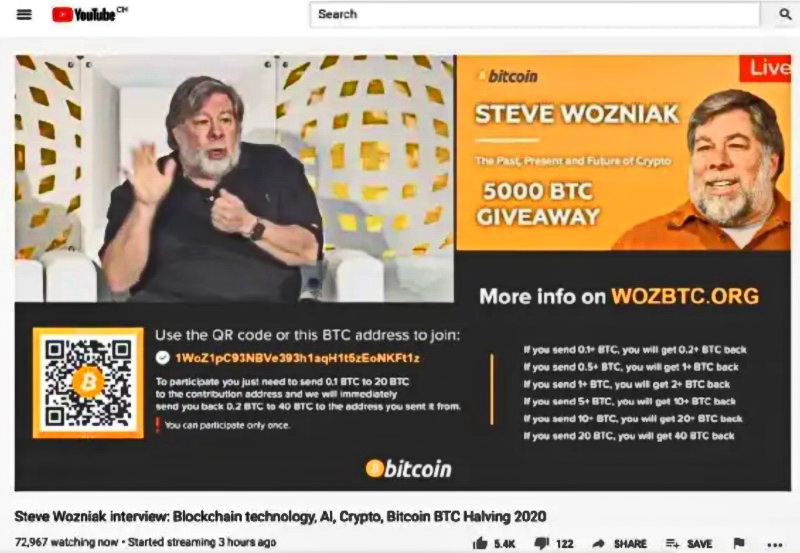 Steve Wozniak Sues YouTube Over Cryptocurrency Scammers 2 Steve Wozniak sues YouTube