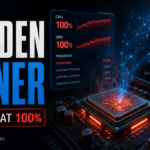 Hidden coin miner malware causing CPU and GPU usage to reach 100%.