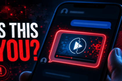 Suspicious Facebook Messenger video link warning poster