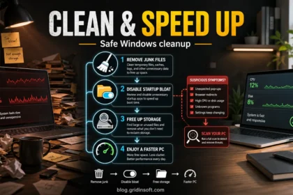 Clean and speed up Windows safely with storage, startup, and malware symptom checks