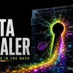 META Stealer malware poster showing a cracked password vault leaking stolen session data.