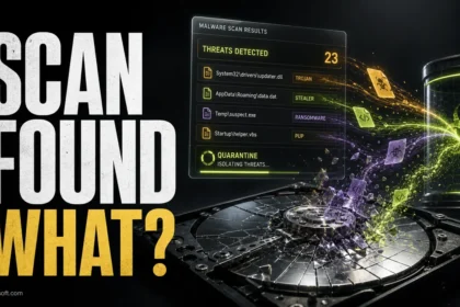 Anti-malware scan results showing detected threats being quarantined.