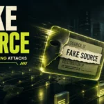Fake source IP packet used in an IP spoofing attack.