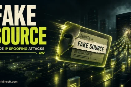 Fake source IP packet used in an IP spoofing attack.