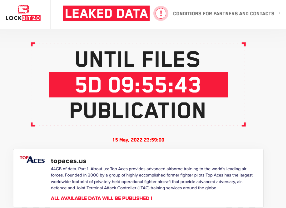 LockBit attacks the Canadian defensive co. Top Aces inc 2 Top Aces ransomware attack