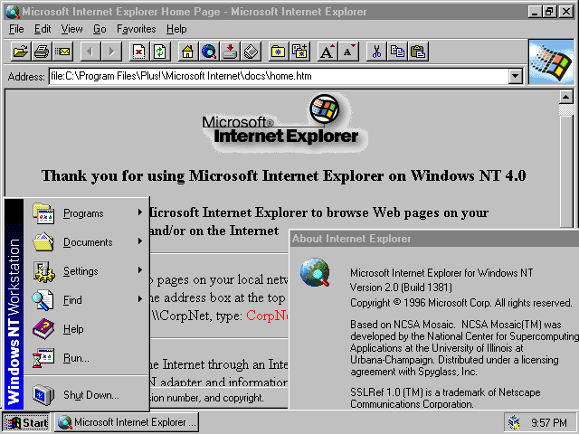 Internet Explorer shutdown. The Epithaf 2 Internet Explorer 1.0 Win95