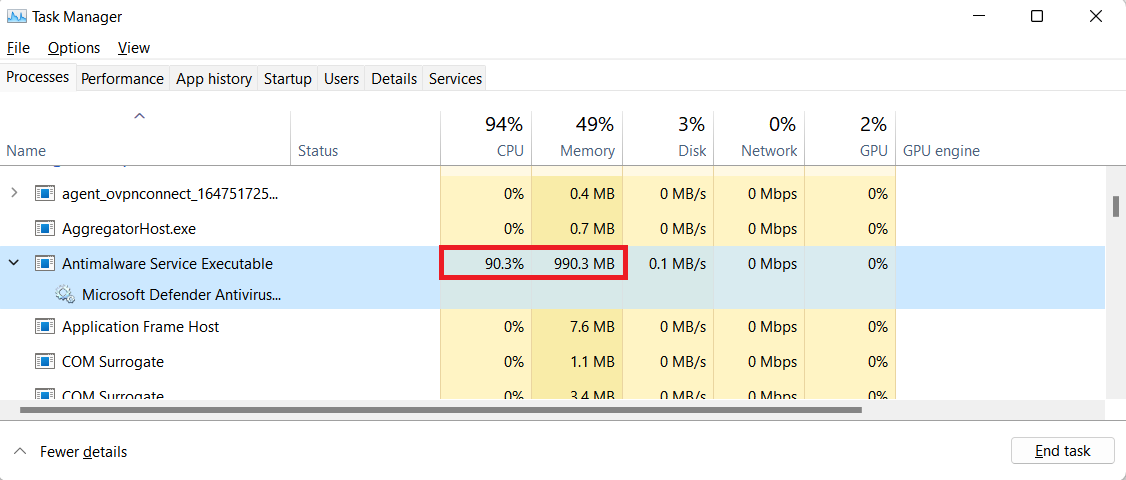 Antimalware Service Executable 2 Antimalware service executable high cpu