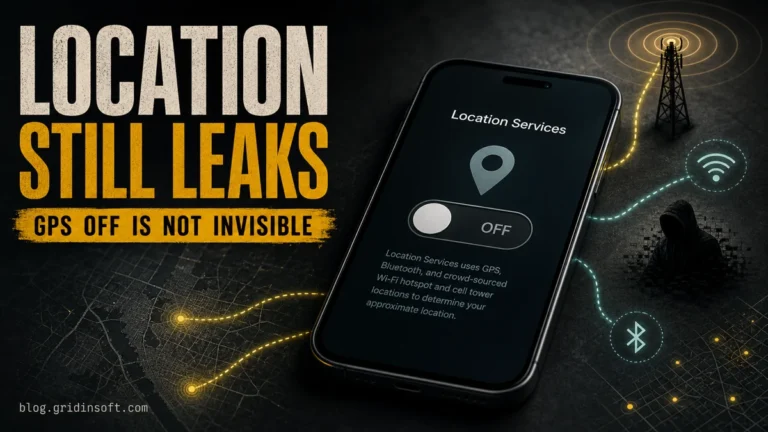 Phone with Location Services turned off while cell, Wi-Fi, Bluetooth, and spyware signals still leak location clues.
