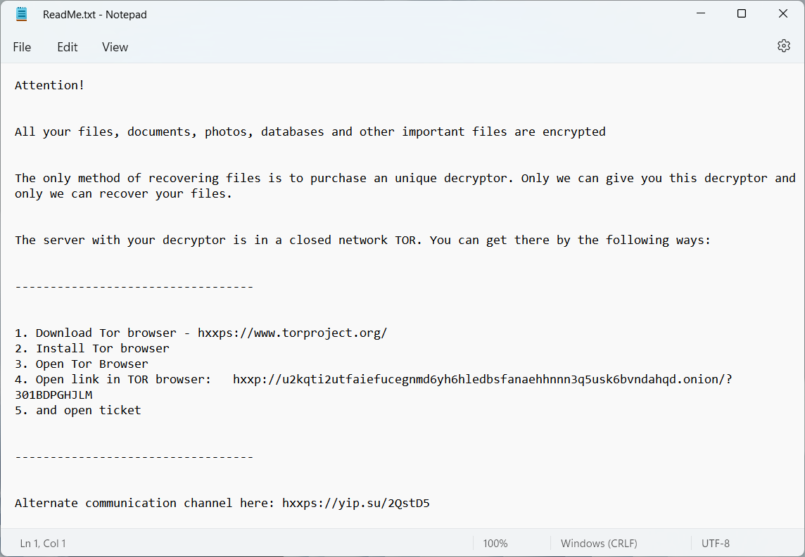 U2K Ransomware Strikes, Thousands Of Victims 2 Readme file U2K ransomware