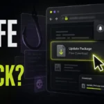 Safe to Click poster showing a suspicious browser download, notification prompt, and cursor before a risky click.