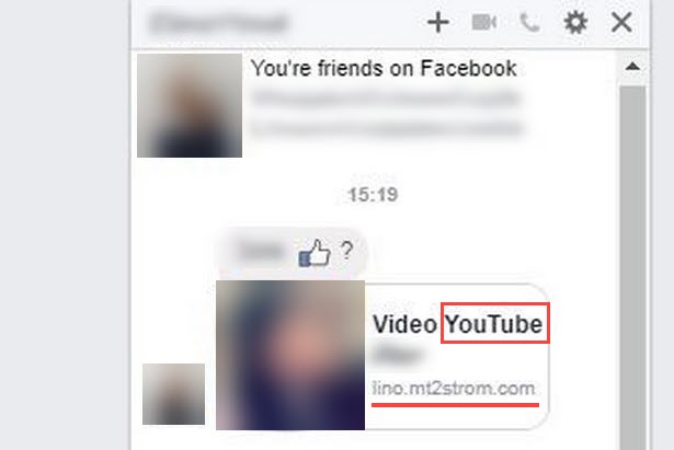 Facebook Messenger scam message example
