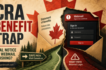 CRA Benefit Statement email opening into a fake Webmail sign-in trap.