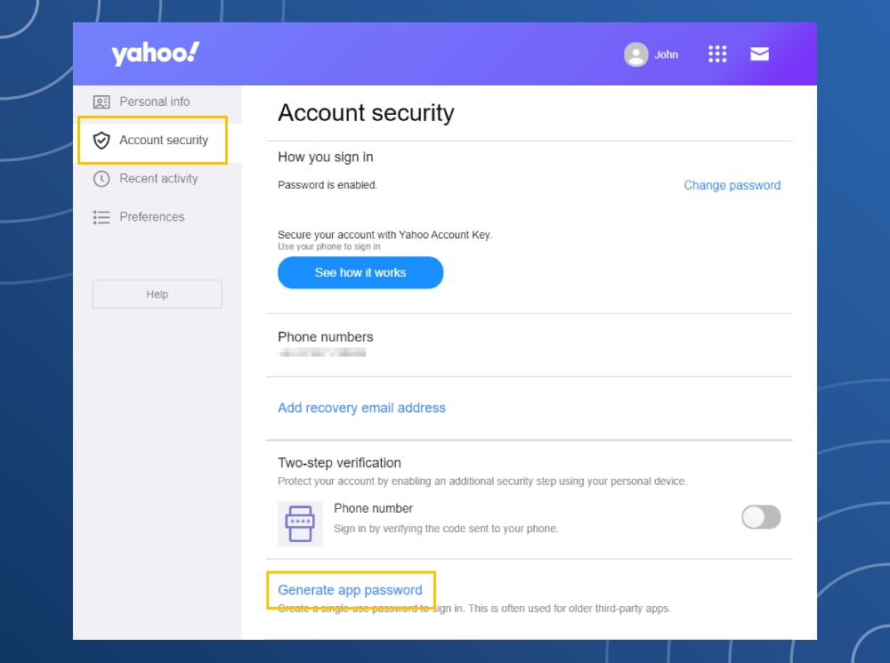 Yahoo Mail privacy and blocked address settings