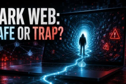 Dark web safe or trap cybersecurity illustration
