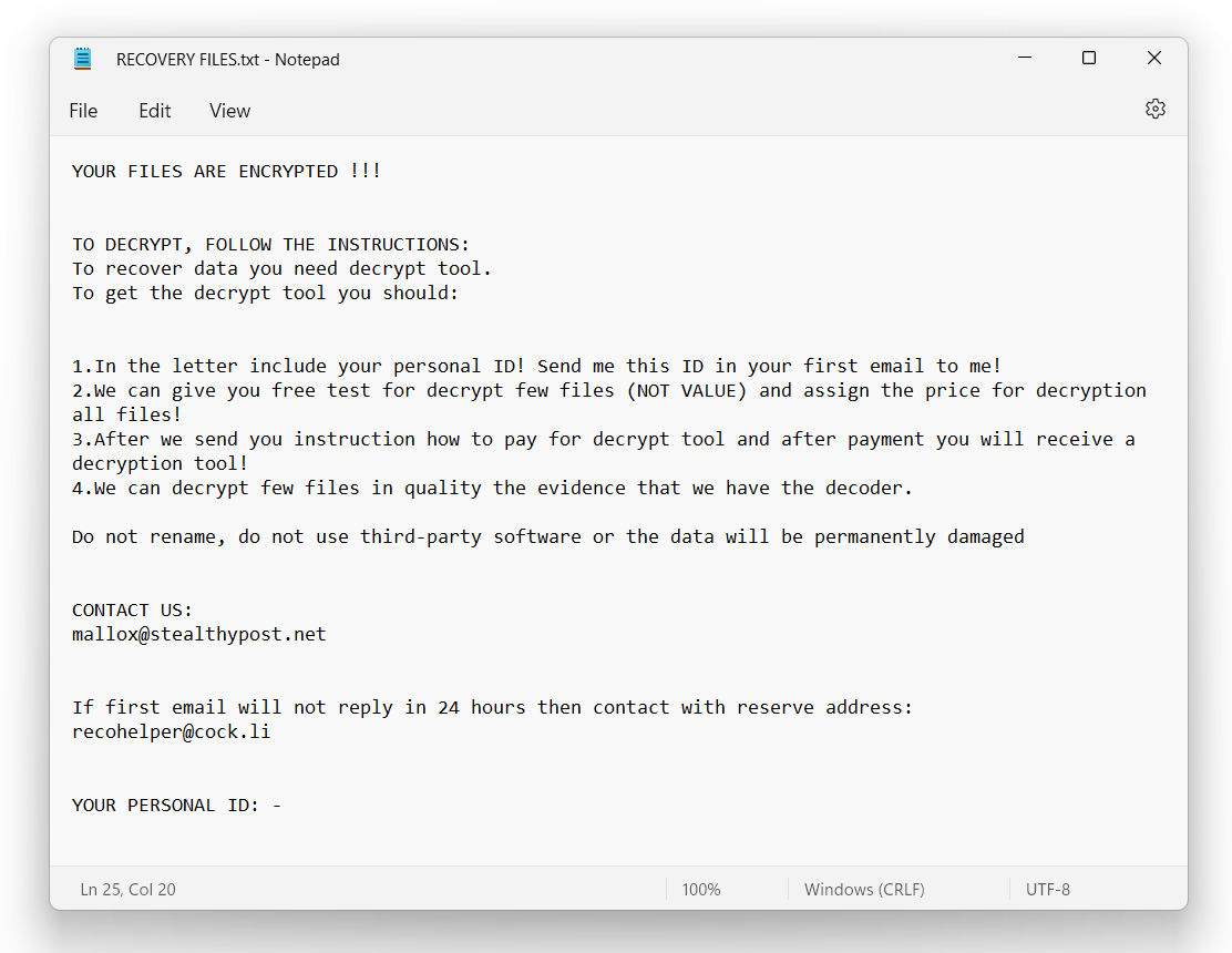 Fargo Ransomware aims at vulnerable Microsoft SQL servers 3 Fargo Ransomware note