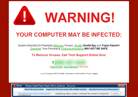 Pretexting in Cyber Security: Facts to Know 4 Scareware popup example