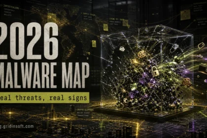 2026 malware threat map showing infostealers, ransomware, ClickFix, and botnet risks.