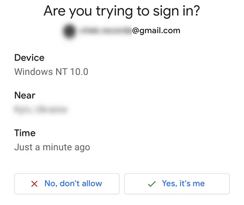 Google MFA example