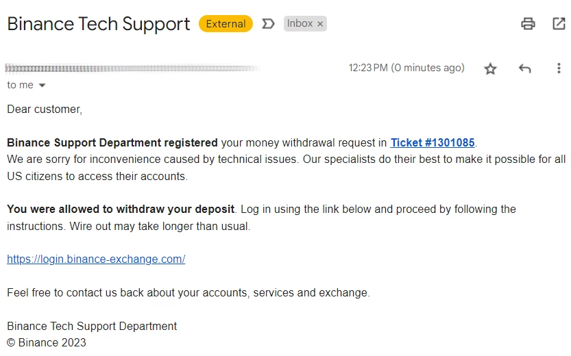 Fake Binance support