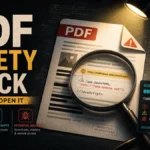 PDF safety check showing hidden links, embedded scripts, and malware indicators before opening a suspicious document.