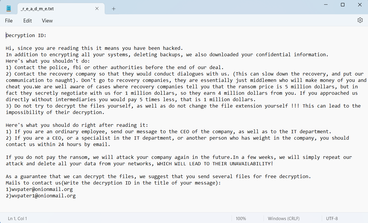 Rorschach Ransomware Analysis 5 Rorschach ransom note