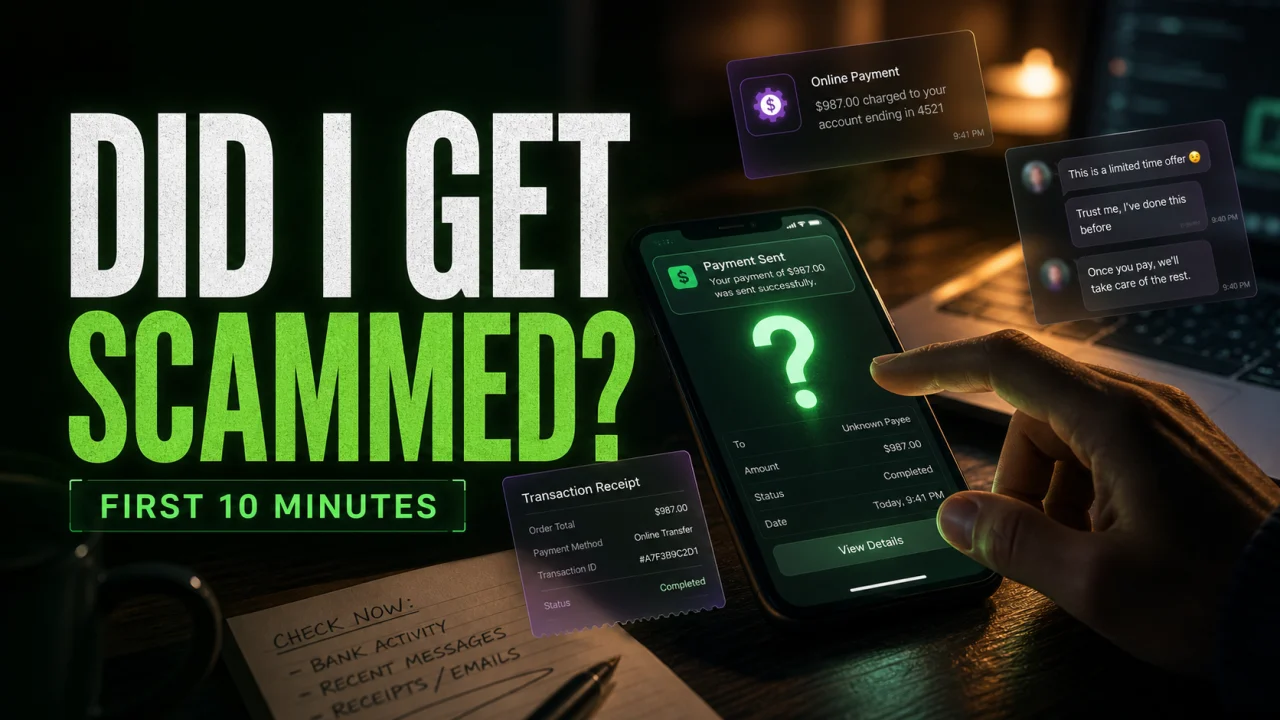 Did I get scammed first 10 minutes response checklist