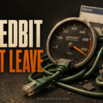 A SpeedBit speedometer tangled in a network cable beside a broken uninstall window