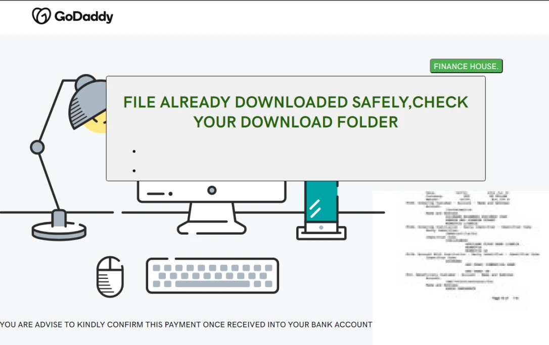 GoDaddy Refund Email Phishing page