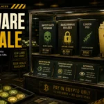 Dark web malware marketplace with infostealer logs and malware kits for sale.