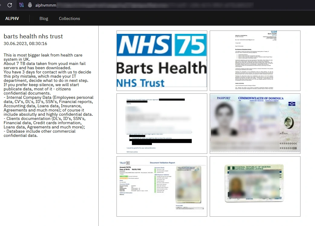 BlackCat ransomware Darknet screenshot