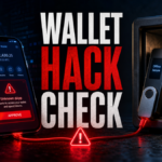 Wallet hack check poster showing hot wallet phishing risks and cold wallet offline storage.