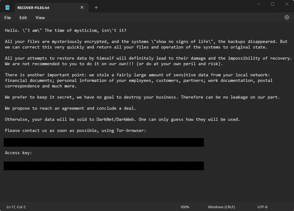 3AM Ransomware Backs Up LockBit In Cyberattacks 2 3am ransom note 3AM Ransomware Backs Up LockBit In Cyberattacks