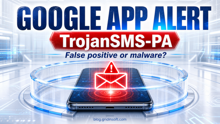 Google app alert and TrojanSMS-PA warning scanned on an Android phone.