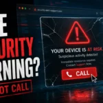 Fake Microsoft Security Warning scam poster with do not call warning