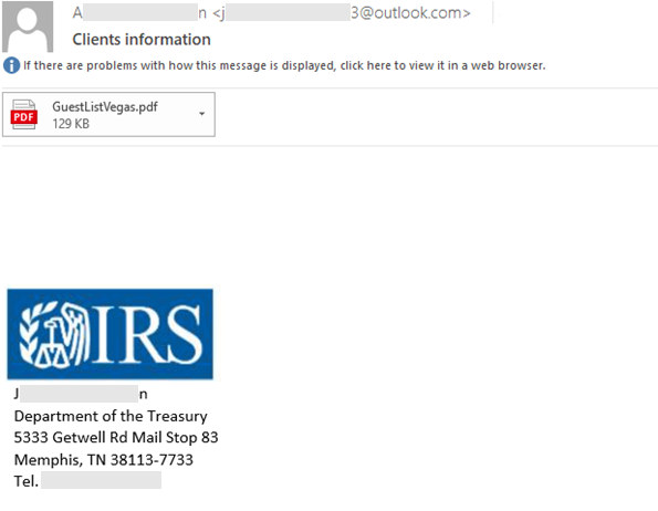 QakBot is Back With a New Email Spam Campaign 2 Fake IRS email