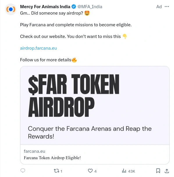 Verified X/Twitter Accounts Hacked to Spread Cryptoscams 3 Airdop scam example screenshot