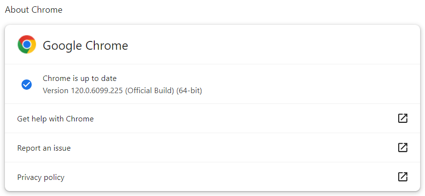 Chrome updated