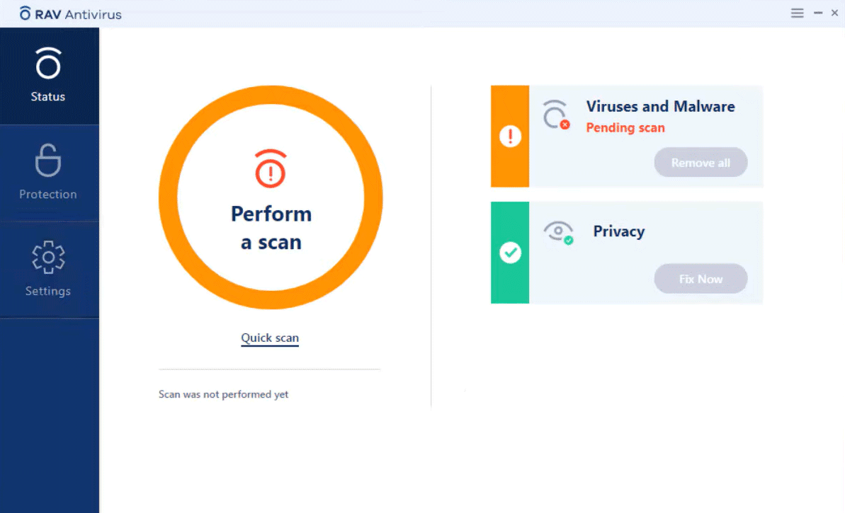 RAV Antivirus main interface