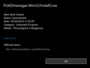 InstallCore Malware? PUADlManager:Win32/InstallCore Guide