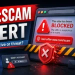 URL:Scam Avast warning showing a blocked suspicious scam URL