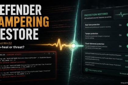 VirTool:Win32/DefenderTamperingRestore security settings restored after a tampering warning