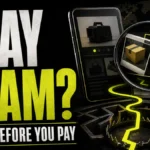 eBay scam warning poster with a fake deal, package trap, and check before you pay message